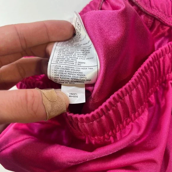 Nike Sweatpants Womens Small Pink Wide Leg Flare Satin Silky Shiny Swoosh Y2K - Picture 10 of 13